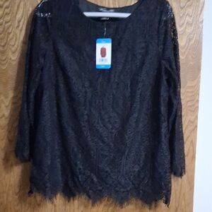 Adrianna Papell Elegant Black Lace Top